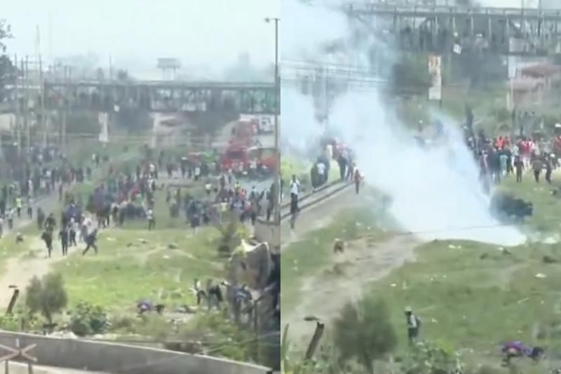 Photocollage of protests along Outering Road.